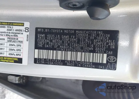 2009 Toyota Matrix S from USA, damaged, VIN 2T1KE40E09C009152